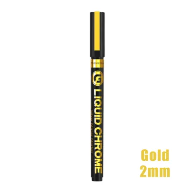 Chrome Mirror Marker Pen 2mm DIY Reflective Paint Pen Permanent Gold Silver Copper Marker Model Painting Chrome Mirror Marker Pen DIY Reflective Liquid Paint Pens Silver Gold Markers Chrome Finish Metallic Art Craftwork Pen