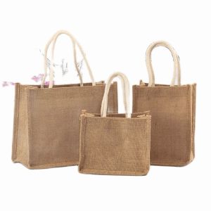 1pcs Linen Hand Bag Abaca Bag DIY Hand-painting Tote Bags Reusable Jute Bag Natural Burlap Sling Shoulder Bag Portable Shopping Bag Linen Hand Bag