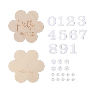 MIIQNUS Calendar Newborn Growth Commemorative Card Handmade Wooden Baby Milestones Card Pastable Number 1-12 Month Infant Birth Month Recording Card Digital Photography