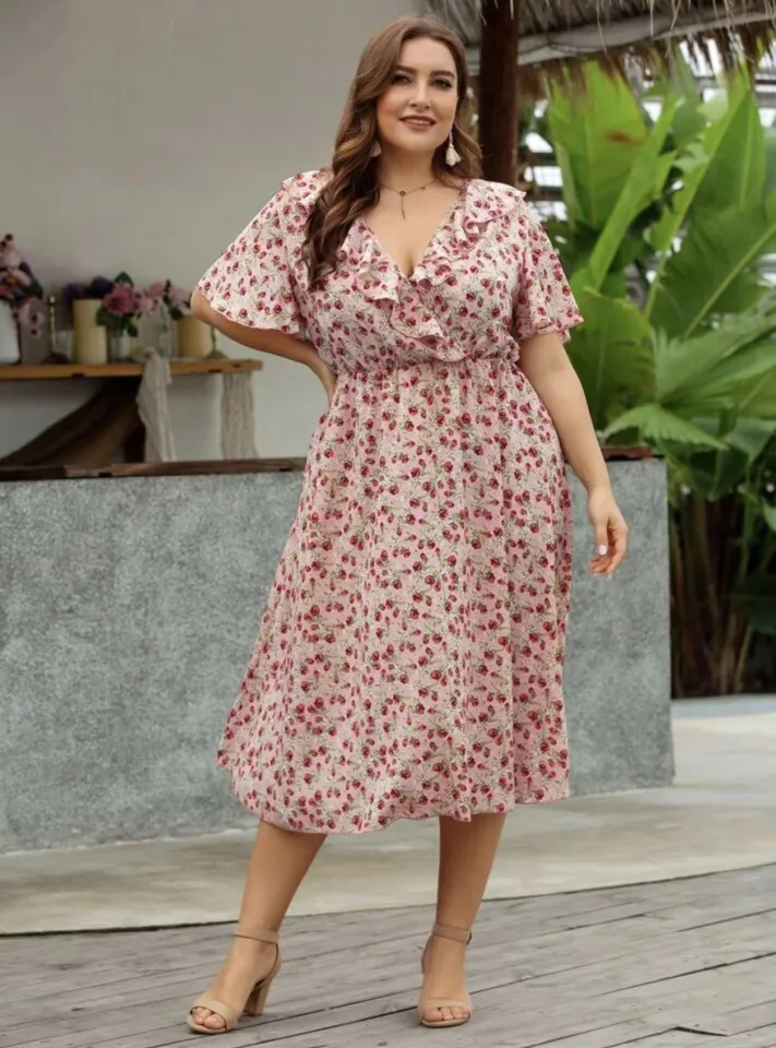 Floral dress designs for plus size best sale