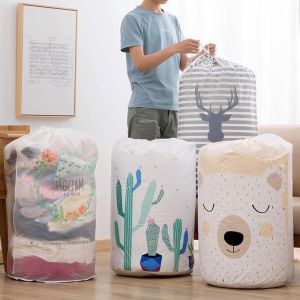 Sét 3 cái·[HÀNG SIZE TO] Túi vải không dệt đựng chăn màn quần áo tiện lợi túi nhựa tròn dây rút đựng đồ 130 lít hình thú túi đựng chăn màn quần áo cỡ lớn gấp gọn túi giỏ tròn đựng đồ tiện lợi hình thú thùng vải đựng