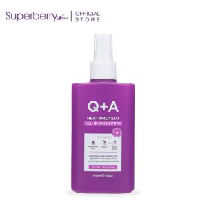 Q+A Heat Protect All-In-One Hair Spray 150ml | 13 Benefits | Anti-Frizz Shine Booster
