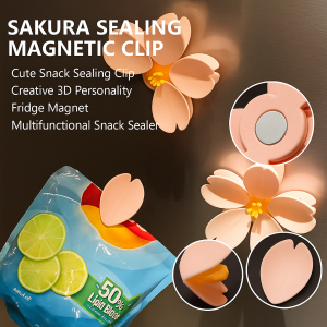 Sakura Sealing Magnetic Clip Cute Snack Sealing Clip Creative 3D Personality Fridge Magnet Multifunctional Snack Sealer
