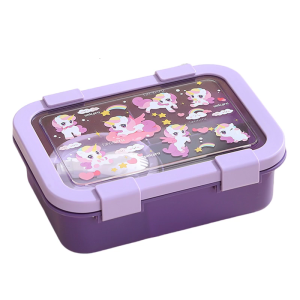 User Friendly Plastic Storage Box Separate Compartments Cartoon Style Lunch Travel Use Divided Container
