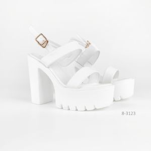 รองเท้าส้นตึก หนัง PU เกรดพรีเมี่ยม สูง 5 นิ้ว ทรงเปิดหน้าเท้า เสริม Platform 1 นิ้ว มีสายรัดข้อ รุ่น 8-3123