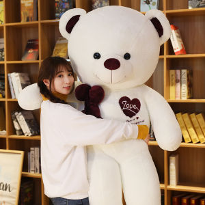 JOJO CASTLE Giant Size Teddy Bear WithScarf  Stuffed Animals Pink Brown White Teddy Bear Plush Toys 80/100/120/140/160/180cm Human Size Bear Doll Pillow Kids Lovers Birthday Valentines Day Gift