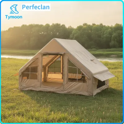 Perfeclan Easy-Setup Inflatable Camping Tent Spacious Inflatable Tent with Hand Pump Large Openings Weather-Ready for Families Glamping