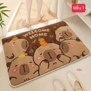 Thảm Len Dài Lông Cừu Hình Capy Trải Phòng Ngủ Phòng Khách Thảm Lau Chân Dài Kích Thước 50x120cm