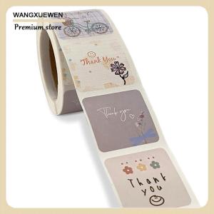 [COD] 300 chiếc/cuộn nhãn dán hình hoa Cảm Ơn hoạt hình dễ thương nhãn dán niêm phong nhãn phong bì