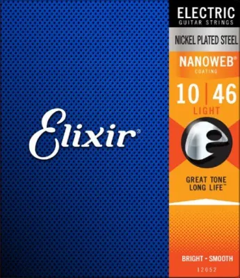 Elixir Electric Guitar Strings 10-46 Nickel Plated Steel Nanoweb Light 12052