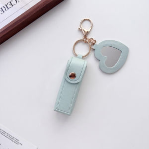 Heart Mirror Lipstick Holder Keychain PU Makeup Pouch Cute Mini Bag ⚡PH deliveryIn stock⚡