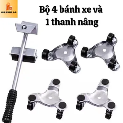 Bộ bánh xe thép xoay 360đ di chuyển nâng đẩy vật nặng chịu lực đến 300kg