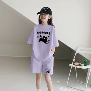 Bộ cộc tay bé gái đồ bộ cho bé gái mùa hè quần áo mùa hè cho bé gái mẫu Mèo size 18-50kg chất liệu cotton thoáng mát