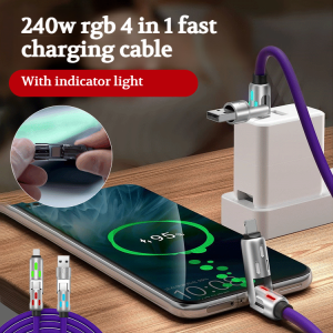 Colorful lights fourinone flash charging data cable