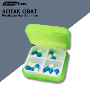 Kotak Obat mini Portable 4 Sekat Wadah Multifungsi Perlengkapan haji dan Umroh Zalmuhta Store