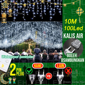 4M Lampu Raya hari raya lights Led Fairy String Lights Curtain Icicle String Light droop 0.40.6m 8modes Ip67 Waterproof Hari Raya Decoration 2024