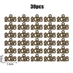 30PCS 2026 Alloy DIY Jewelry Making Pendants Keychains Hangings New Year Fashion Necklace Earring Bracelet Accessories