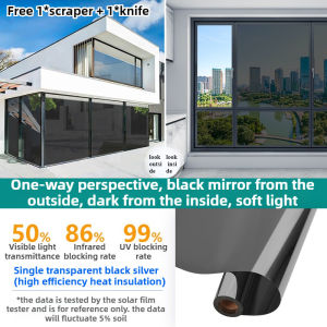 2M Window Sunscreen Glass Film PET Static Adsorption UV Protection 99% One-Way Perspective Anti-Peeping Glass Tinted Film