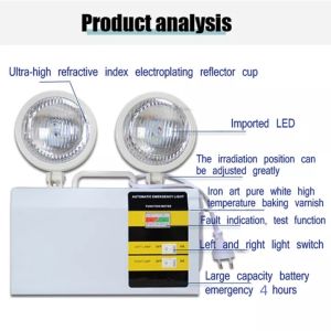 BSN*Original 【24 hours delivery】 Emergency Lamp Light Fire Emergency Lamp Ultrafire Rechargeable Twinhead LED Automatic Emergency Lamp for Brown OutSafety Exit Evacuation Instructions Work Lights