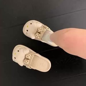 [Free Shipping] Cute Closed-Toe Slip-On Sandals For Women Lightweight Thick-Soled EVA Half-Slippers For Outdoor Wear