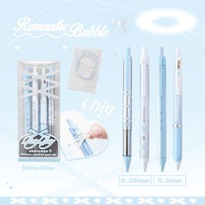 CX1TE8 4pcs/set Ballet Strap Ballet Series Gel Pen Ribbon Press 0.38mm/0.5mm Gel Pens Set Kawaii Glossy Sensation Black Ink Press Gel Pen Student