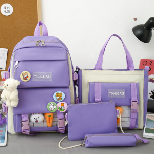 Indo -  Style Korea Fashion Bag School / Set Tas Ransel Lucu Anak Pelajar / Tas Ransel 4 In 1