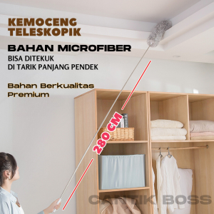 Kemoceng Teleskopik Microfiber Fleksibel 280cm Alat Pembersih Plafon Debu Rumah Mobil Bisa di Tekuk