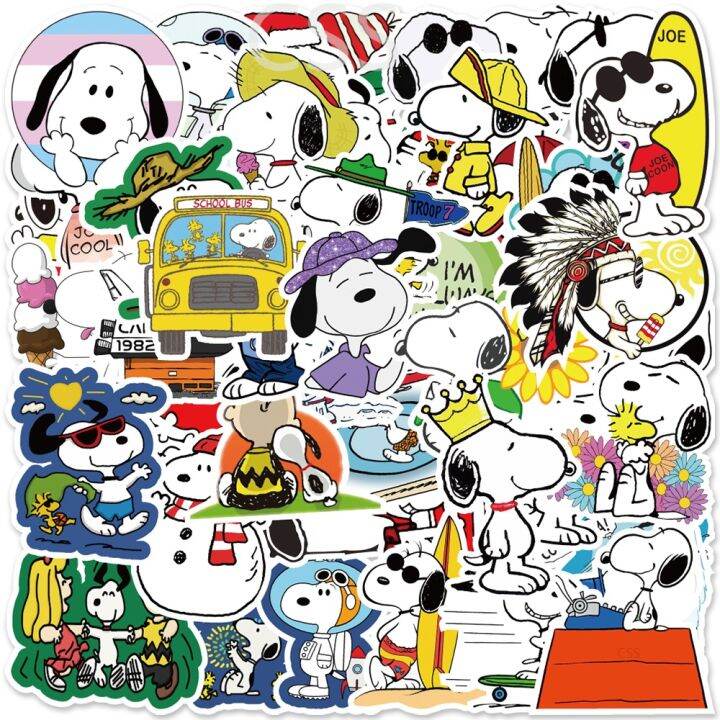 50Pcs/Set Snoopy Graffiti Waterproof Sticker Cute Cartoon DIY ...