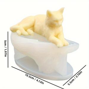 💥【Special price】💥UWO 1ชิ้นแฮนด์เมดแมวแกะสลักทำด้วยมืองานฝีมือสร้างสรรค์สร้างสรรค์ซิลิโคนแมวเทียนหอมระเหยแม่พิมพ์หล่อเครื่องประดับเรซิ่นสัตว์แม่พิมพ์