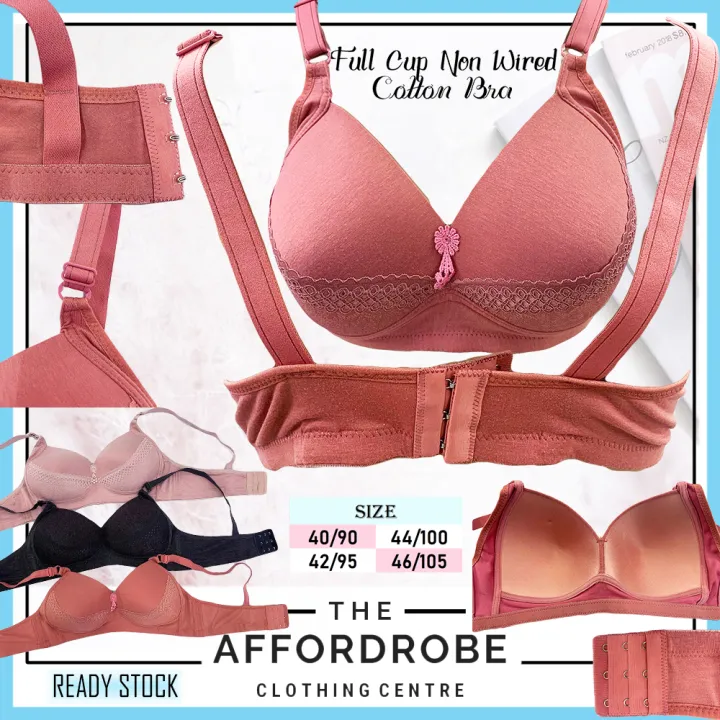 32-48 Big Plus Size Bra Full Cup B/C Cotton Lace Non-Wired Pink Adjustable  Straps/Baju Dalam Wanita Lingerie Bras Lembut