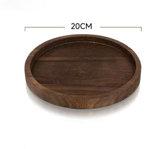 Round Solid Wood Tray Vintage Decor Centerpiece Coffee Table Serving Platter Snack Dessert Display Candle Holder