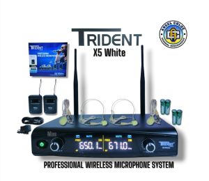 TRIDENT LAPEL X5-WHITE PROFESSIONAL DOUBLE WIRELESS LAPEL HEAD CLIP MICROPHONE SYSTEM