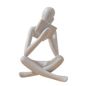 LUXURYLYN Modern The Thinker Statue Abstract Nordic Style Reading Sculpture Black Bookshelf Resin Figurine Ornaments Office Decor