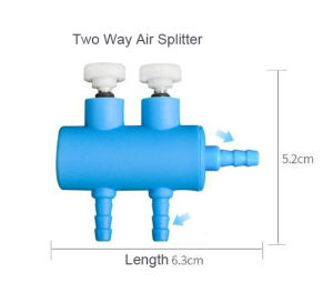 Aquarium Air Flow Splitter Blue Regulating Valve Control Air Pump Hose Valve for Fish tank
