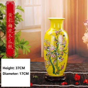 37CM แจกันไม้เครื่องประดับฐานเซรามิกของตกแต่งบ้านตู้วางทีวีของตกแต่งตู้ห้องนั่งเล่น