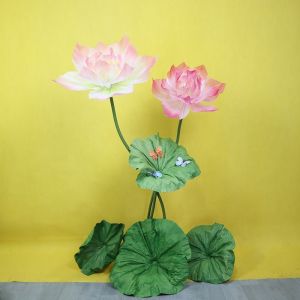 GOUPDO Giant Simulation Lotus Buddha Water Lily Lotus Leaf Decorative Flower Flower Arrangement 40/60cm Lotus Pond Decoration Garden Decoration