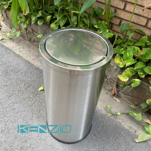 Thùng rác nắp lật xoay KENZIO màu INOX K-A35-F (SS)