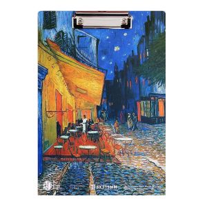 MKEB With Low Profile Gold Clip A4 File Folder Writing Sheet Pad Van Gogh Oil Painting File Folder Board Clamp Durable Document Folder Paper Organizer School Office Supply