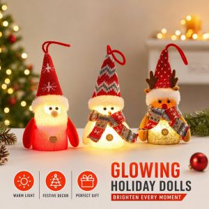 Luminous Christmas Santa Elf Gnome Doll Pendant Xmas Tree Hanging Ornament Home Party Decor New Year Kids Gift