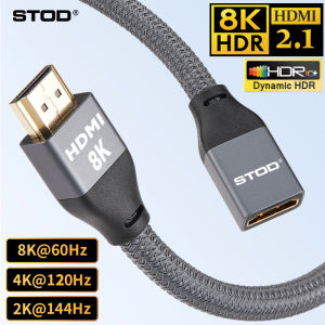 STOD HDMI Extension Cable Hdmi to HDMI Adapter Male to Female Port Extender 8K 60Hz 4K 120Hz 2K 144Hz HDMI 2.1 Extension Cord Converter for TV Monitor PC Laptop Projector 48Gbps Audio Earc HDCP Video Display Extend 0.5m 1m 2m Grey