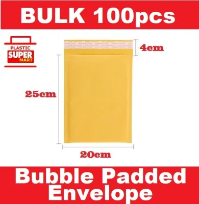 【Kraft Bubble Envelopes】【100pcs】Kraft Paper Bubble Padded Envelope Packaging Material Bubble Envelope Tape Courier Poly Mailer Bag Air Mailer Yellow Paper Air Padded Polymailer