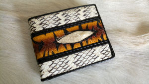 Dompet Kulit Pari kombinasi kulit biawak Motif Harimau Macan Diamond