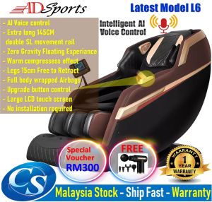 CS Mall : AI Voice Control 145CM Double SL Long Track Zero Gravity Full Body Electric Massage Chair Recliner ADSports L6