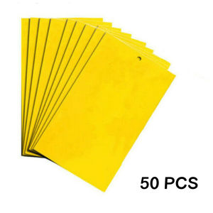 50/100pcs Strong Flies Traps Bugs Sticky Board Yellow Double-Sided Sticky Insect Board Catching Gnat Traps Killer For Indoor Outdoor Flying Plant Insect Like Fungus Gnats Whiteflies Aphids Leaf Miners Other Flying Plant Insects 10x20cm