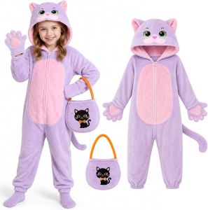 GIFTINBOX Halloween Cat Costume for Girls Kids Black Cat Animal Onesie