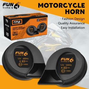 Klakson Siput Motor FUN TIMES 12V Dual Frekuensi 400/500Hz - IP67 Tahan Air Membran Baja Mangan & Konektor Tembaga Sertifikasi E24