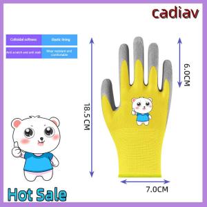 cadiav 1 Pair Breathable Non-Slip Garden Work Gloves Safety Collect Seashells Children Protective Glove Waterproof Kid Gardening Gloves