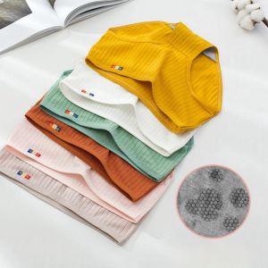 4Pcs/Set Womens Mid-Rise Cotton Panties Breathable Soft Ribbed Underwear Solid Lingerie Stretchy Comfort Daily Briefs M-XL