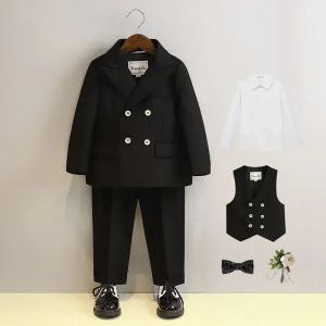 Boys Wedding Suits Fashion Double Breasted Black Formal Child Piano Performance Outfits 2-12 Y Toddler Birthday Party Blazer Set2026