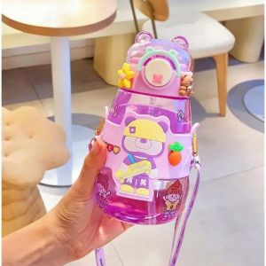 Botol Minum Anak Free Sedotan + Tali 741 Ukuran 600ml / Botol Minum Anak Karakter Unik
